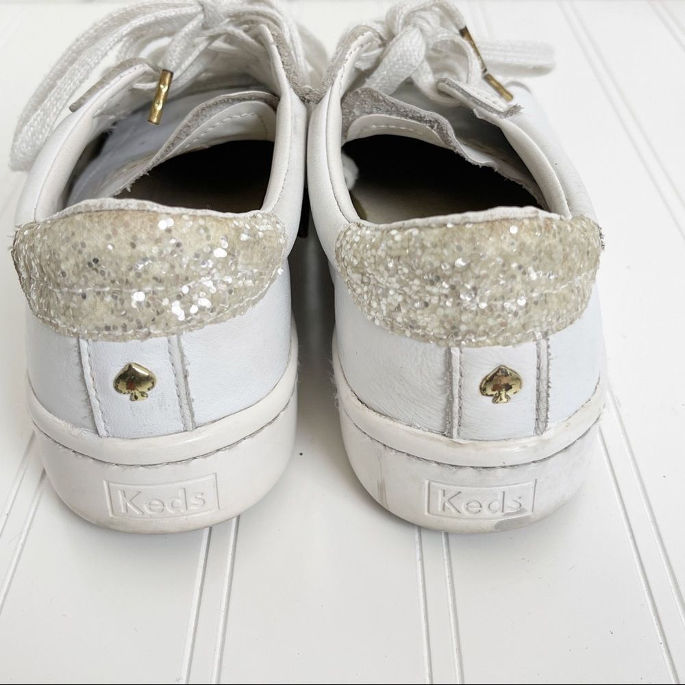 kate spade White Leather Sneakers with Gold Heel Detail - Picture 4 of 10
